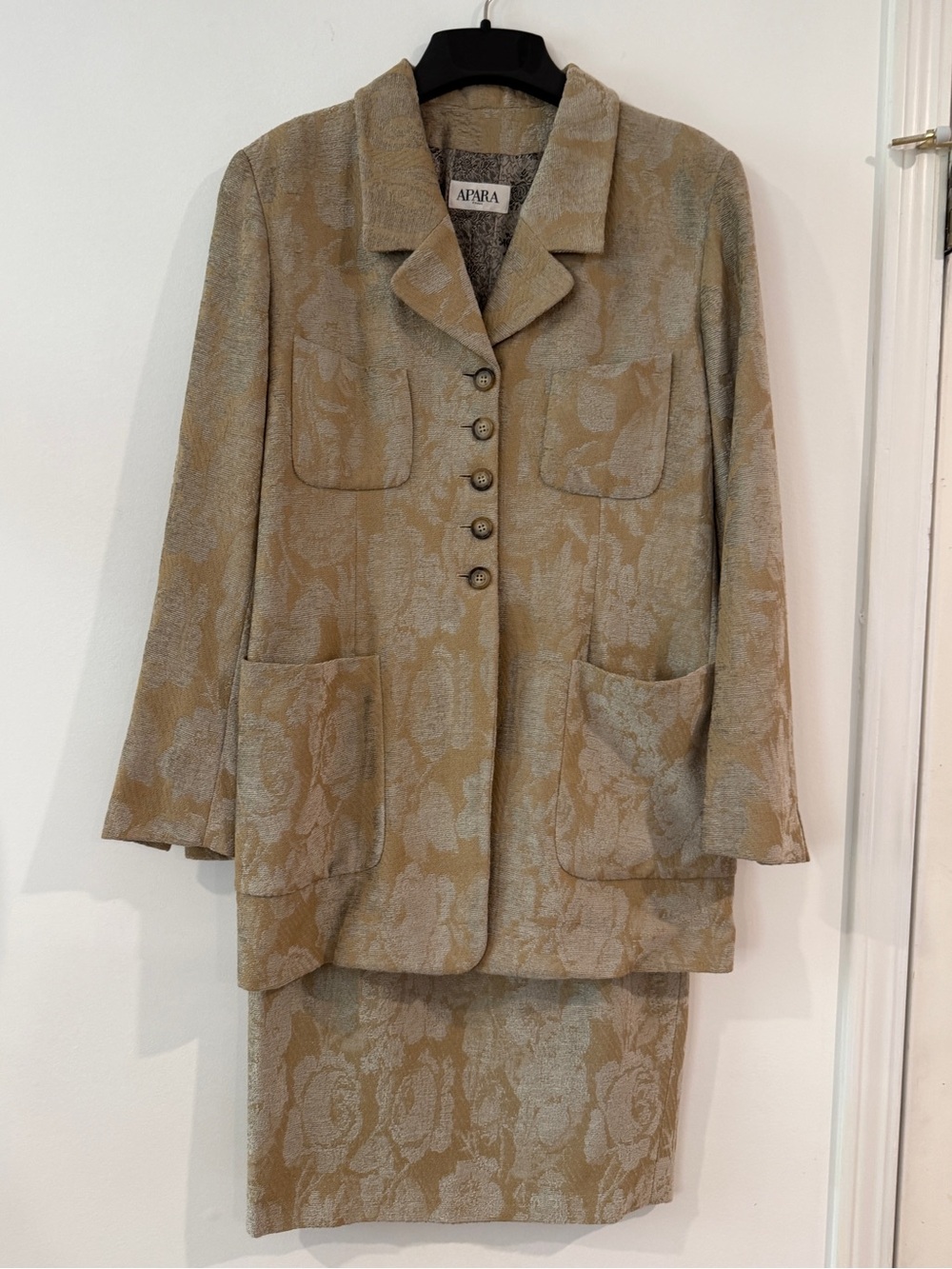 Apara Taupe Floral Jacquard Blazer Jacket